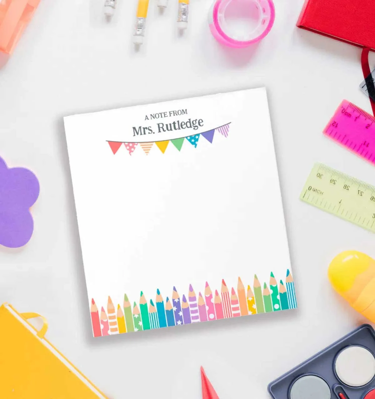 Fun Colored Pencils Note From School Teacher