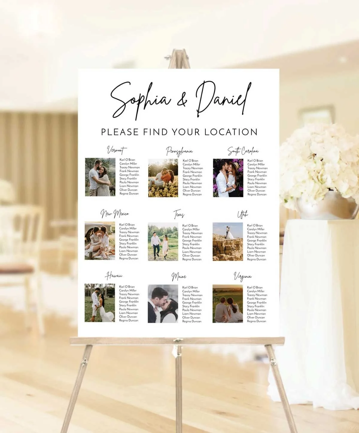 Printable wedding seating chart