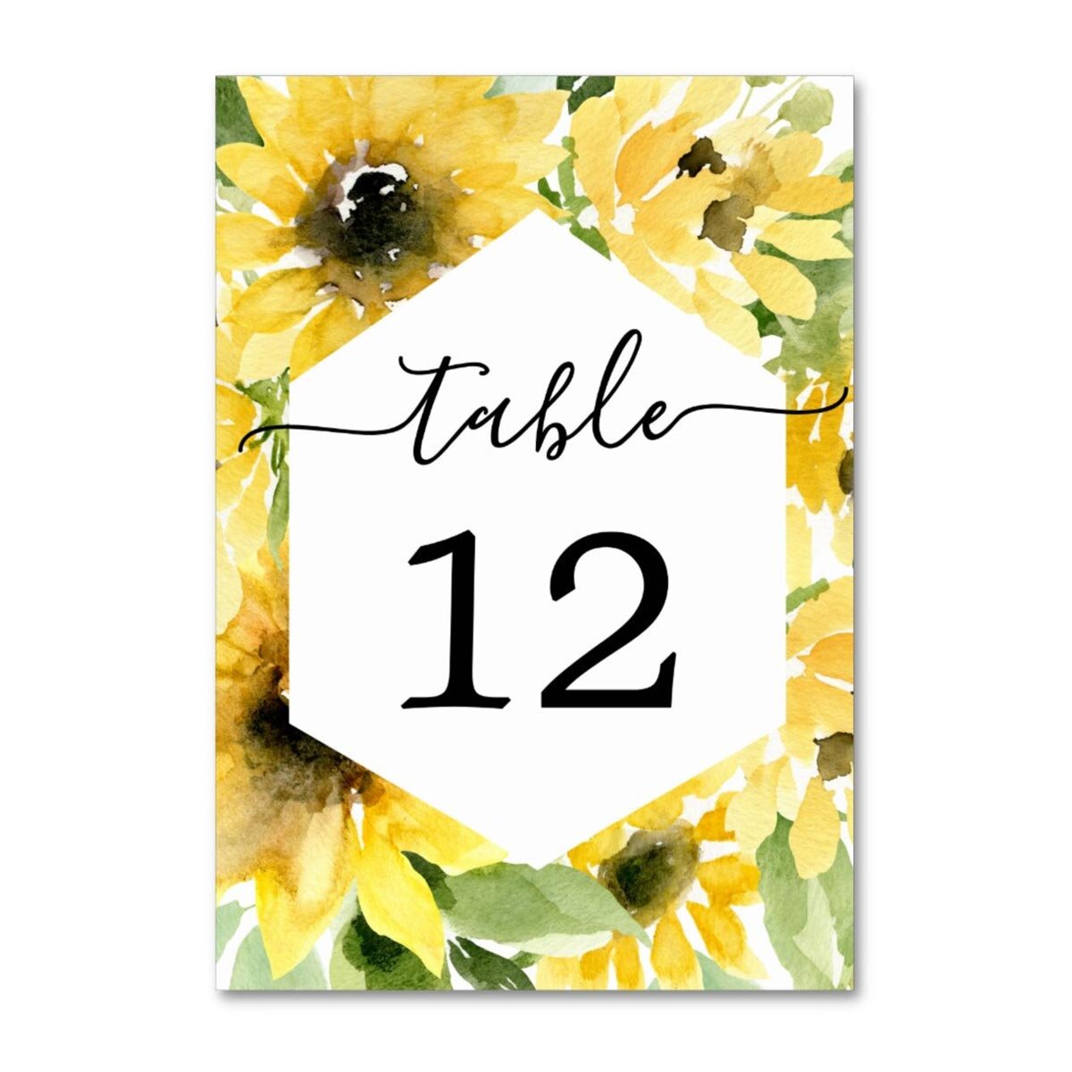 Sunflower Wedding Table Numbers