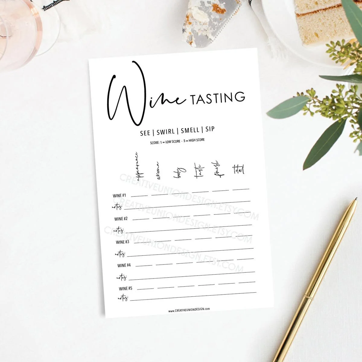 WINE TASTING SCORE CARD