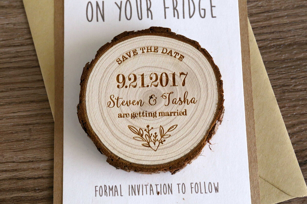 Wooden magnet save the date Unique save the date summer wedding Change the date