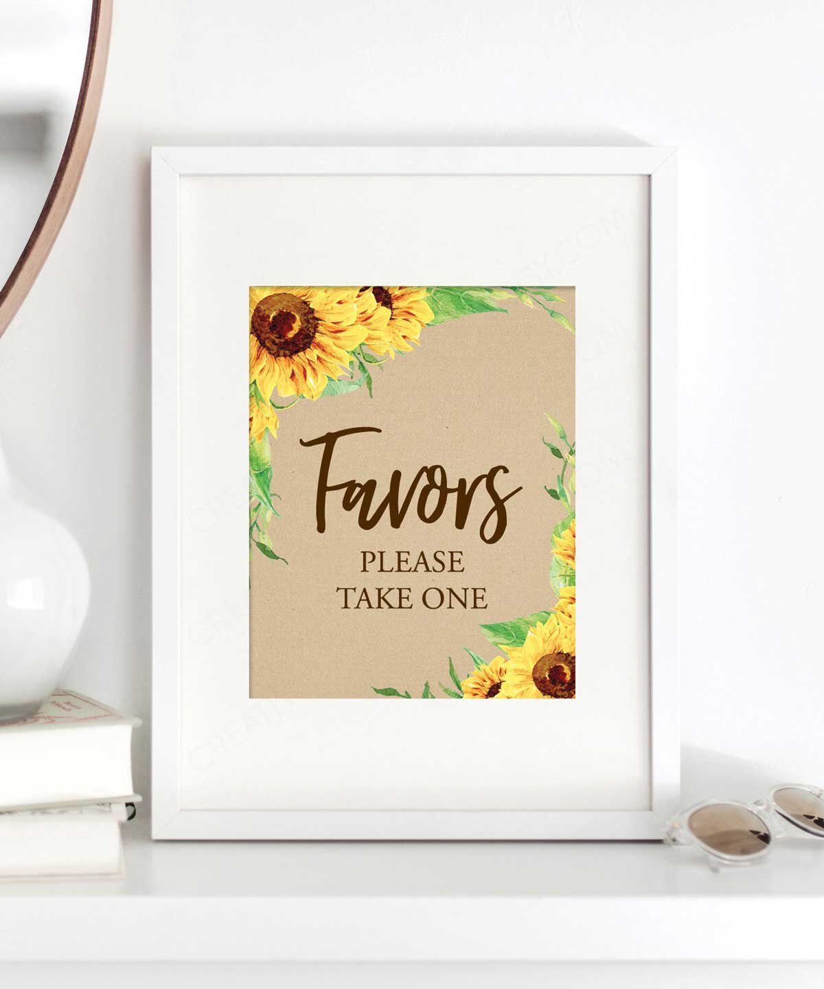 Sunflower Baby Shower Thank You Table Sign Elephant Party Sign Floral Baby Shower Thank You Take A Treat Favor Sign Floral Greenery Sign ES