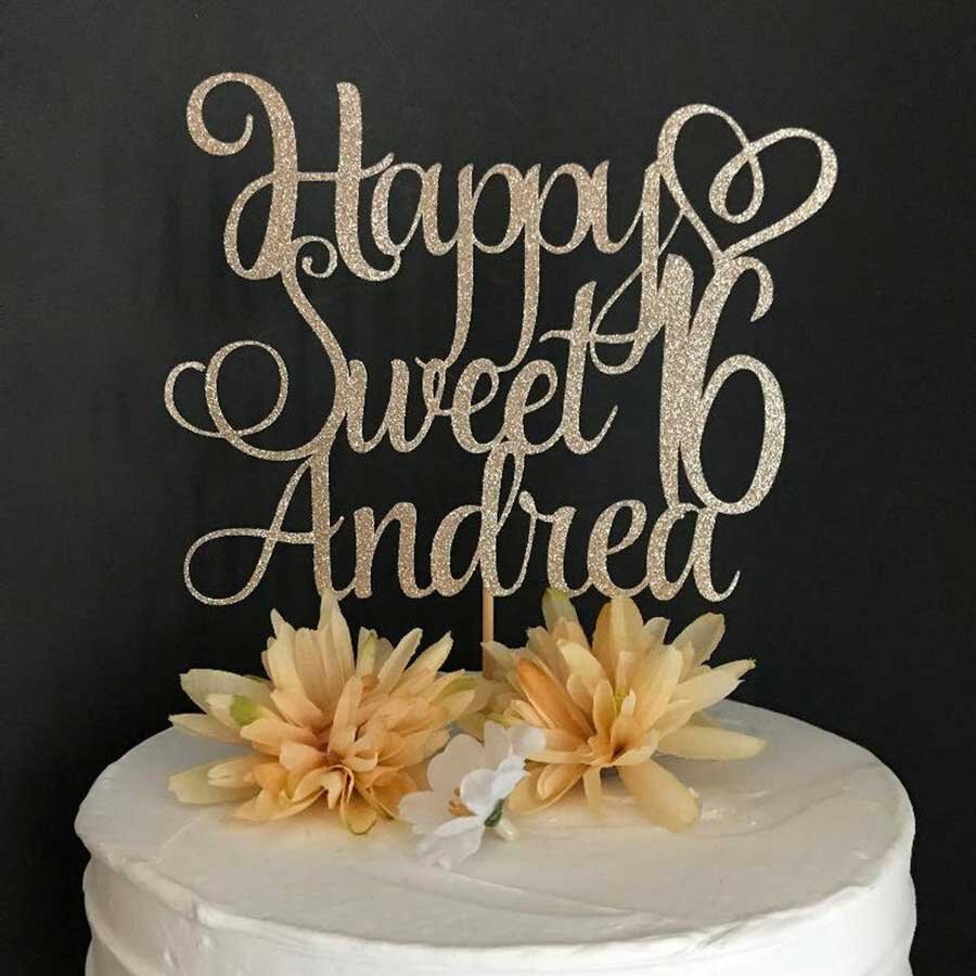 Rhinestone Sweet Sixteen 16 Number 16th Birthday Cake Topper Party Decoration