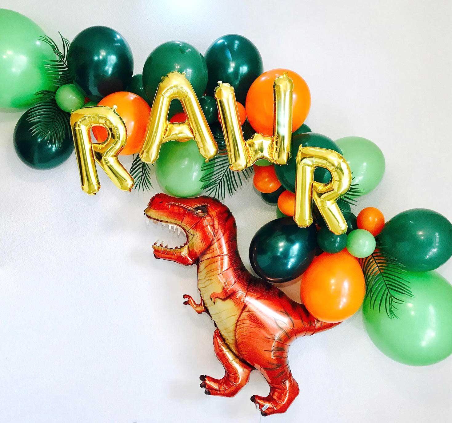 Dinosaur Birthday Party Decoration 105 Pcs of Set Dinosaur Themed Party Favors Include Dinosaurs Balloons Paper Pompoms Flower Great For Your Kids Party Happy Birthday Balloons,Backdrop