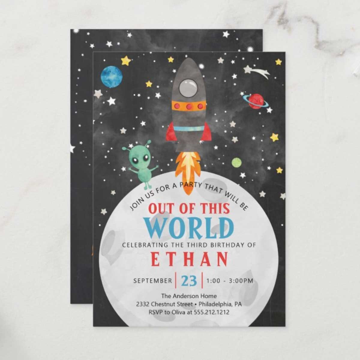 Out of this world birthday invitation