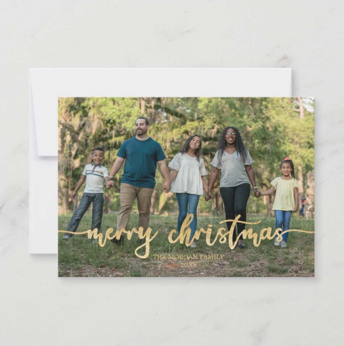 Gold Merry Christmas card