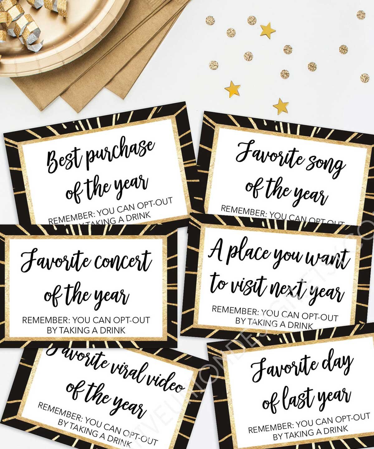 Printable New Year's Eve Party Cards