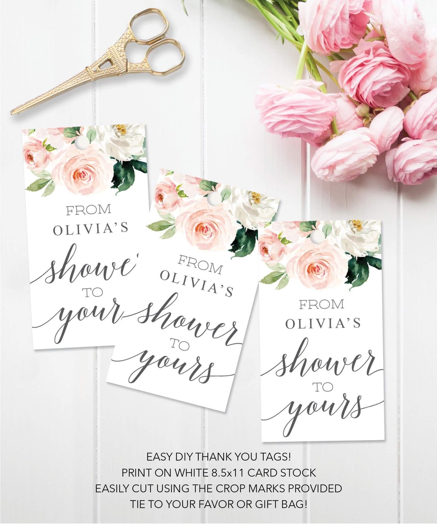Thank You Tags Printable Gift Tags Wedding Favor Tags 