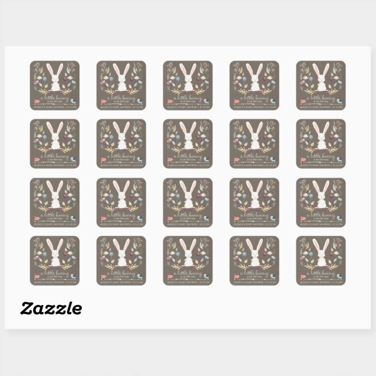 Bunny Baby Shower Stickers