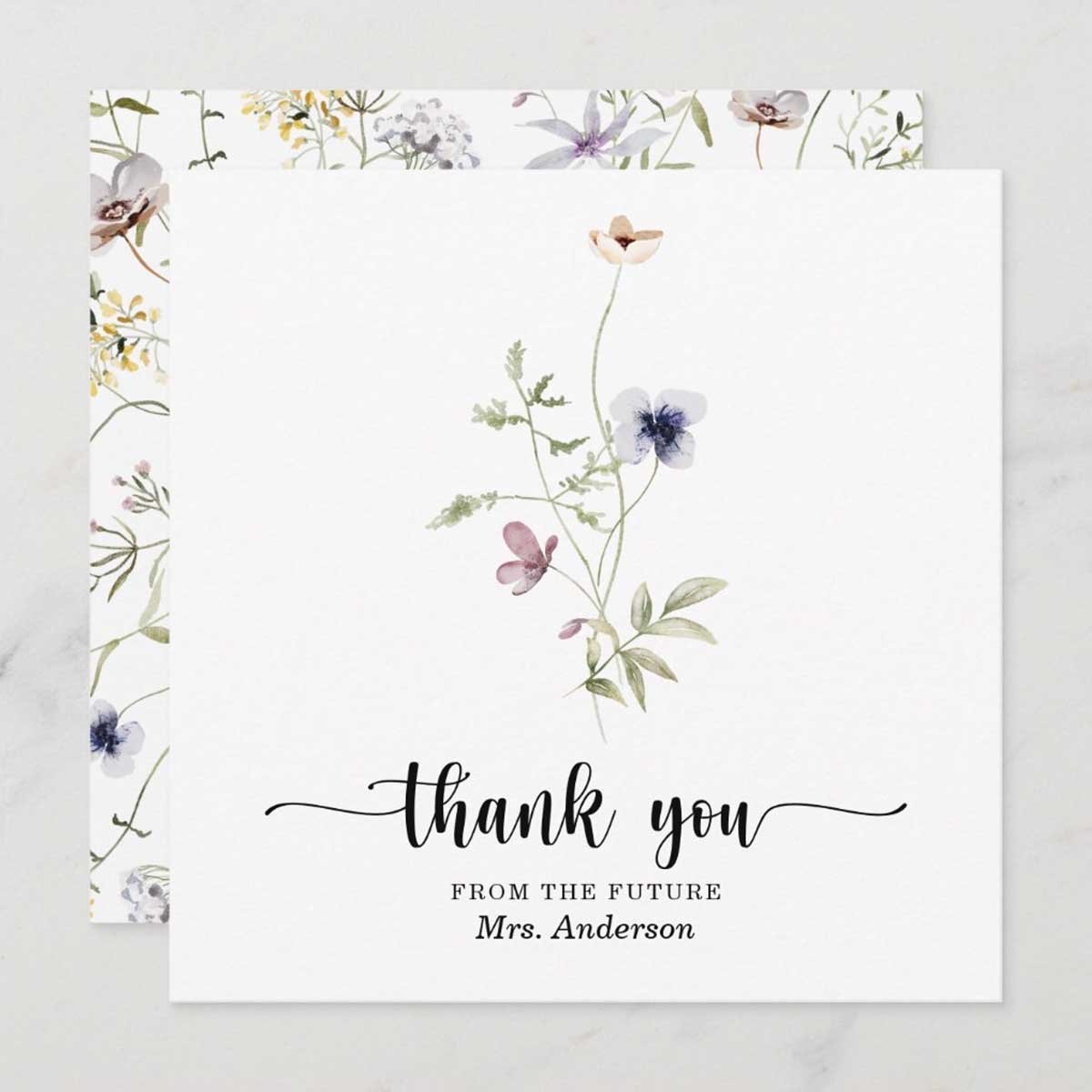 Bridal Shower Wildflower Thank You Cards