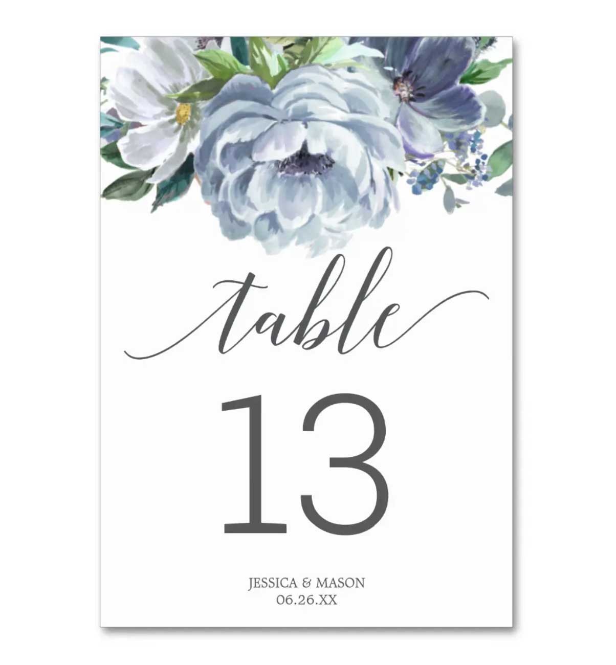 Wedding Table Number Cards
