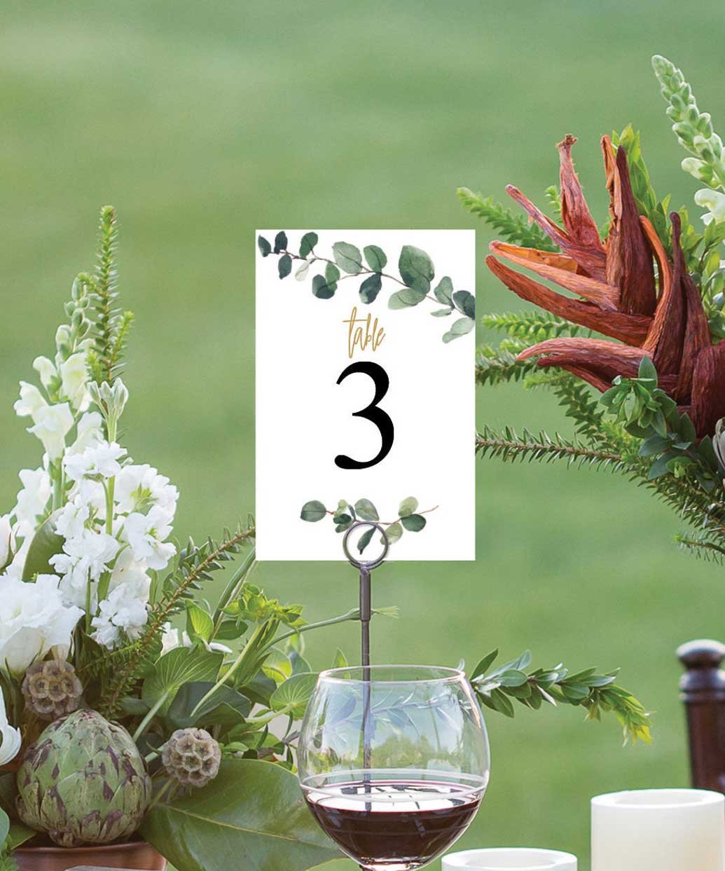 Green Eucalyptus Table Numbers Template