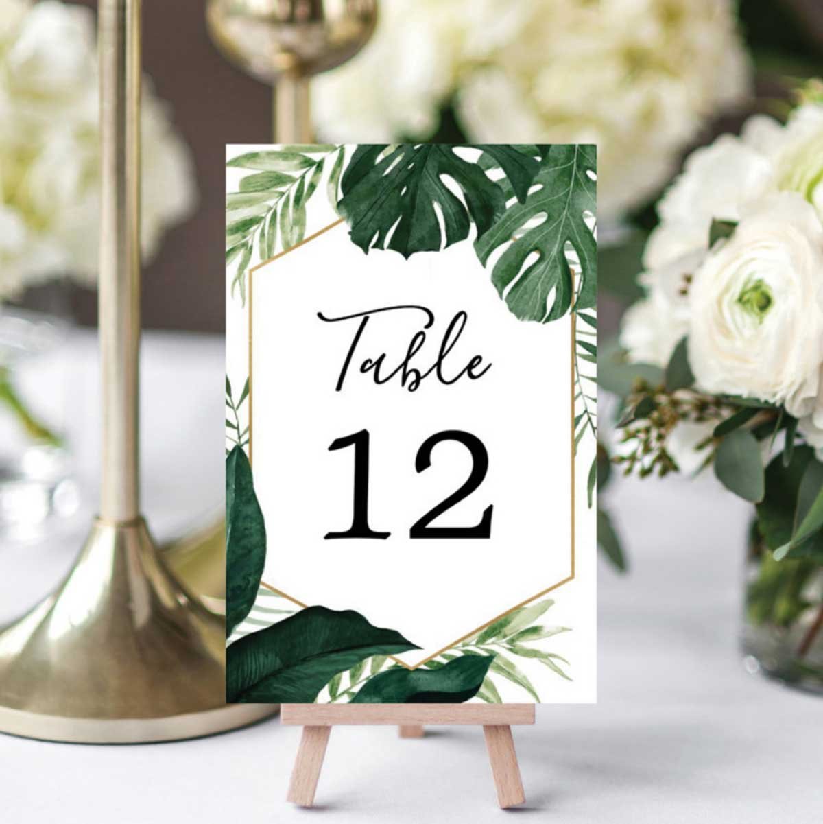 Tropical Monstera Wedding Table Numbers