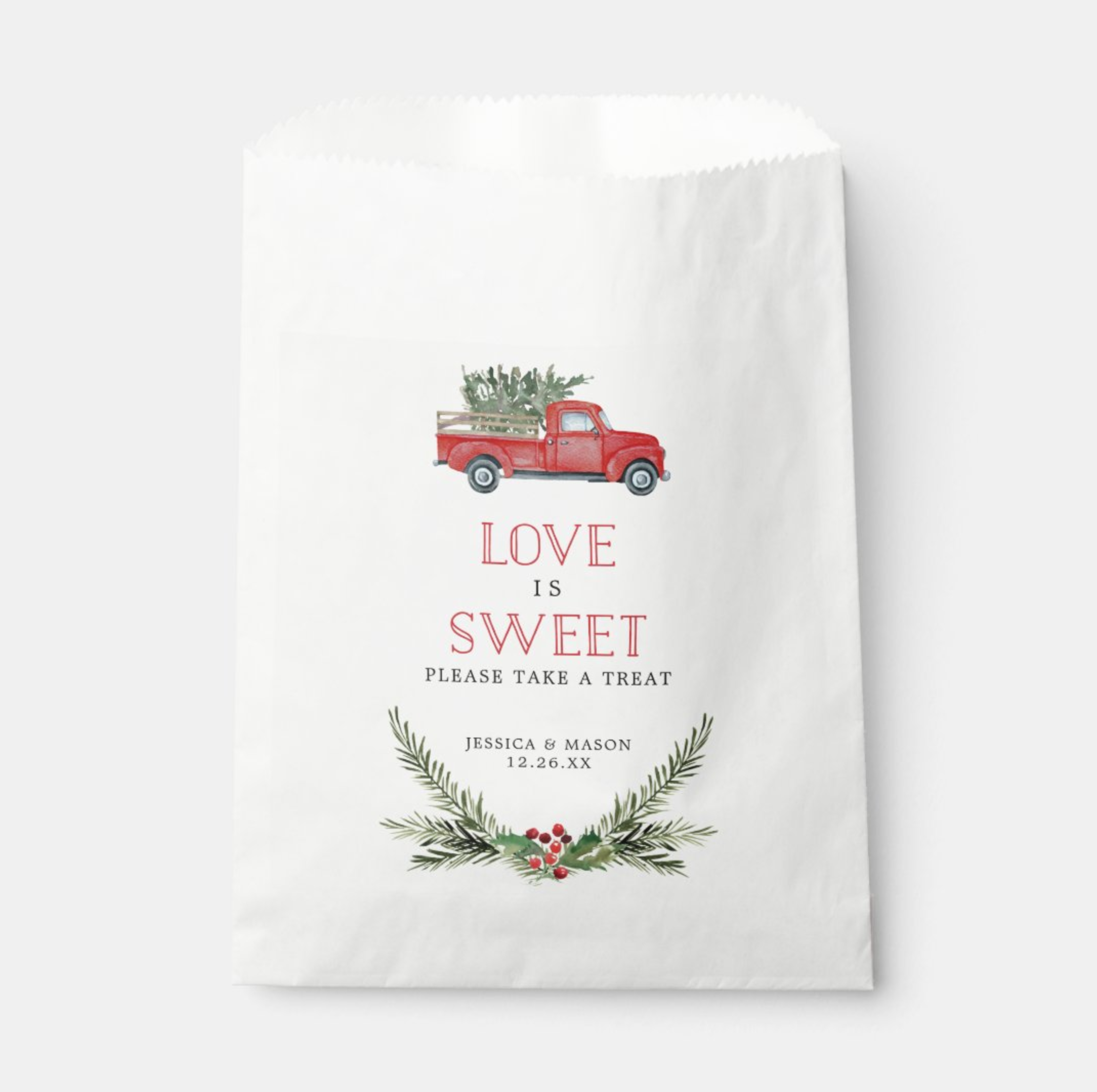 Christmas themed baby shower favor bags