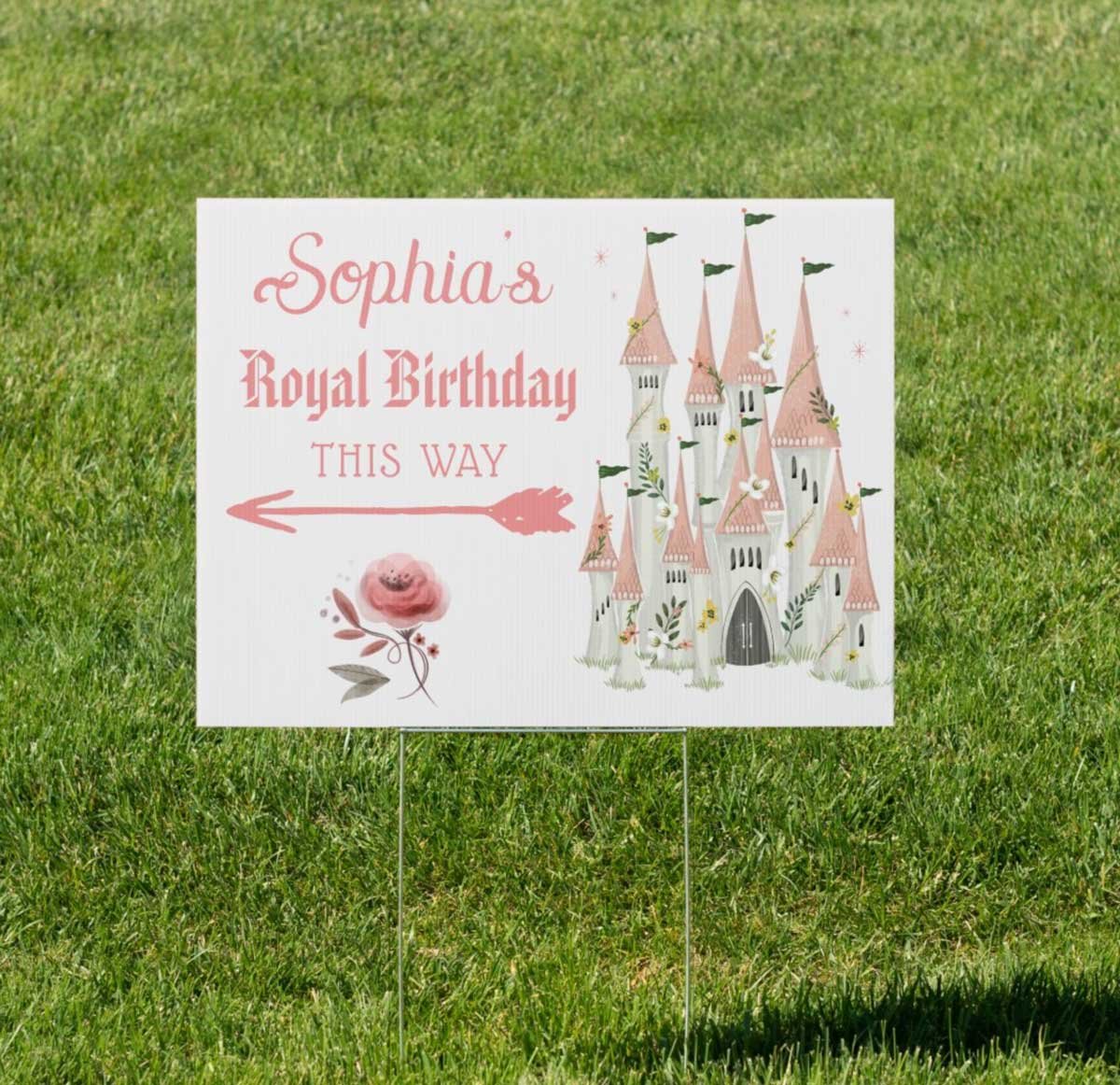 princess birthday party yard sign