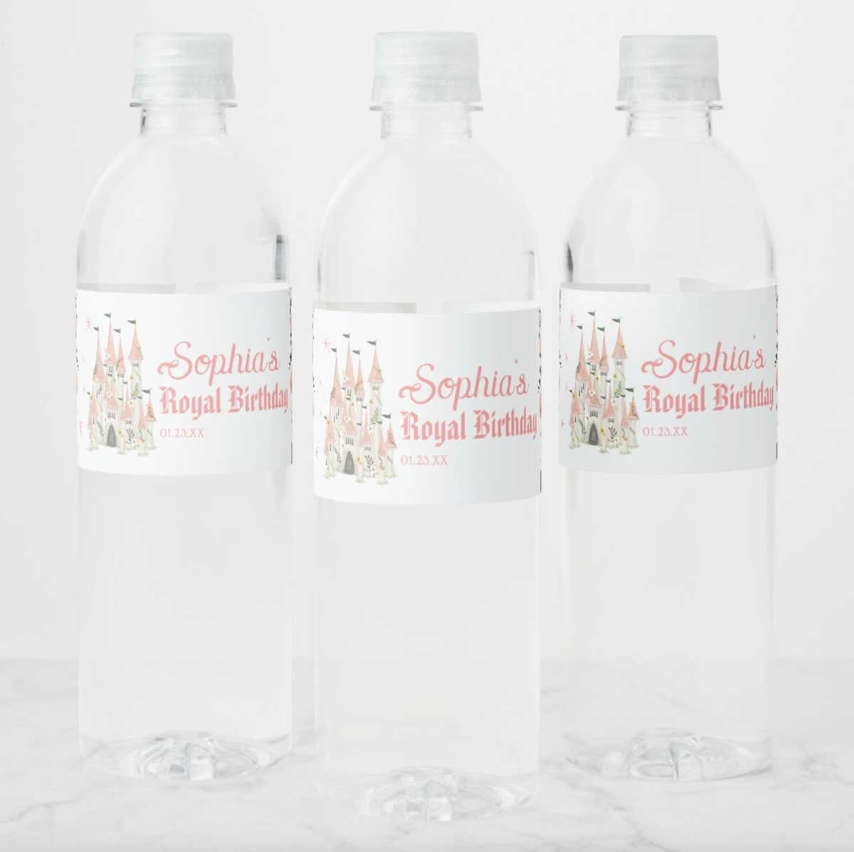 princess birthday party water labels