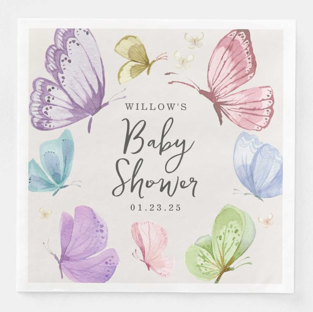 butterfly baby shower napkins