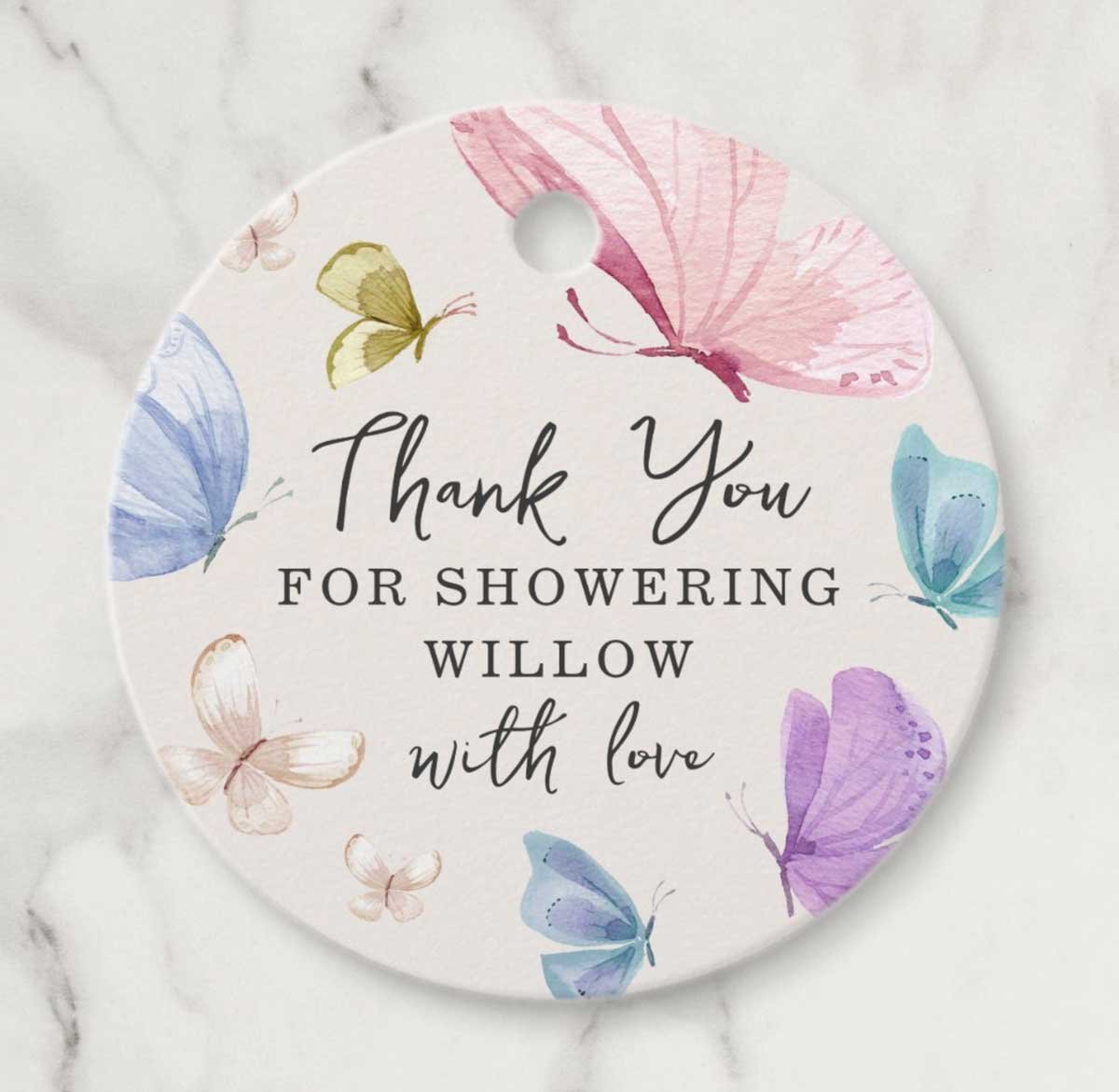 butterfly thank you favor tags