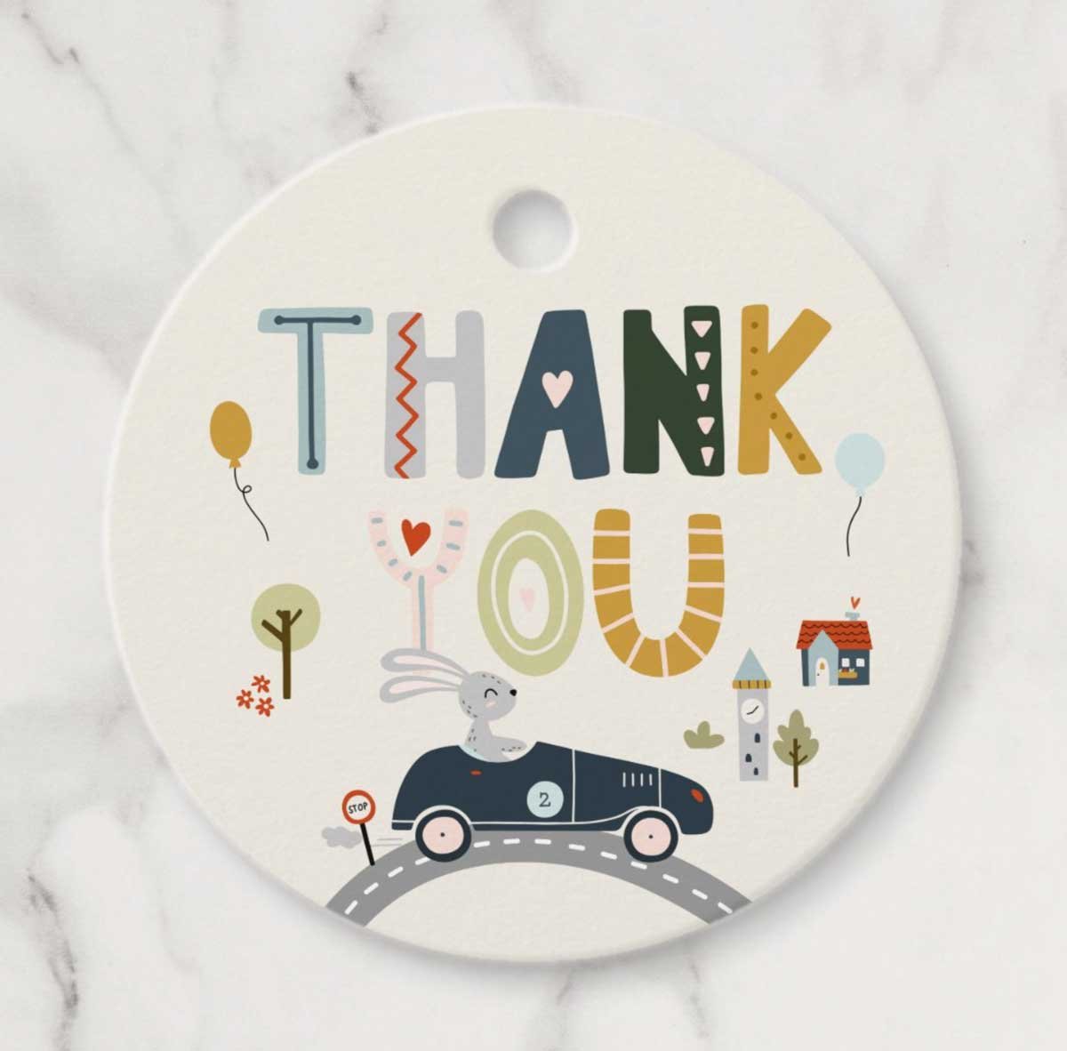 Kids birthday thank you favor tags
