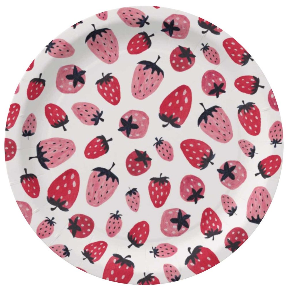 strawberries paper plates