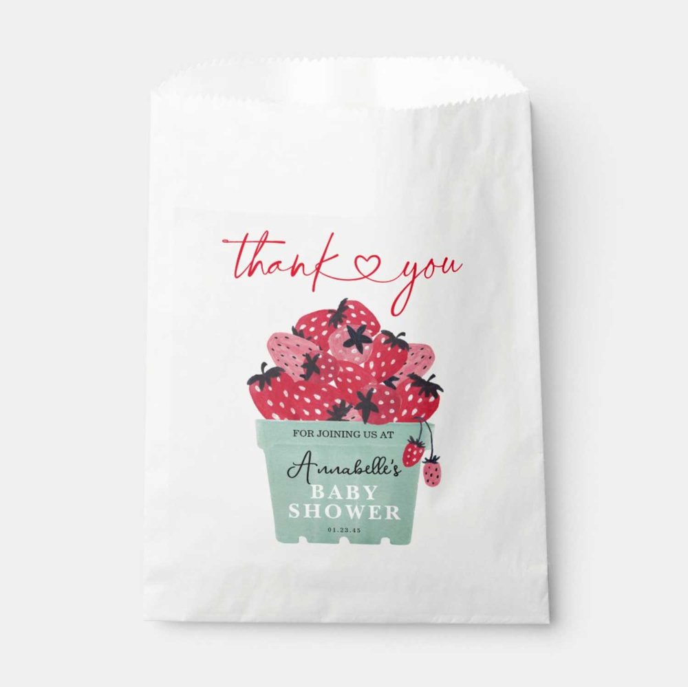 strawberry thank you favor bags