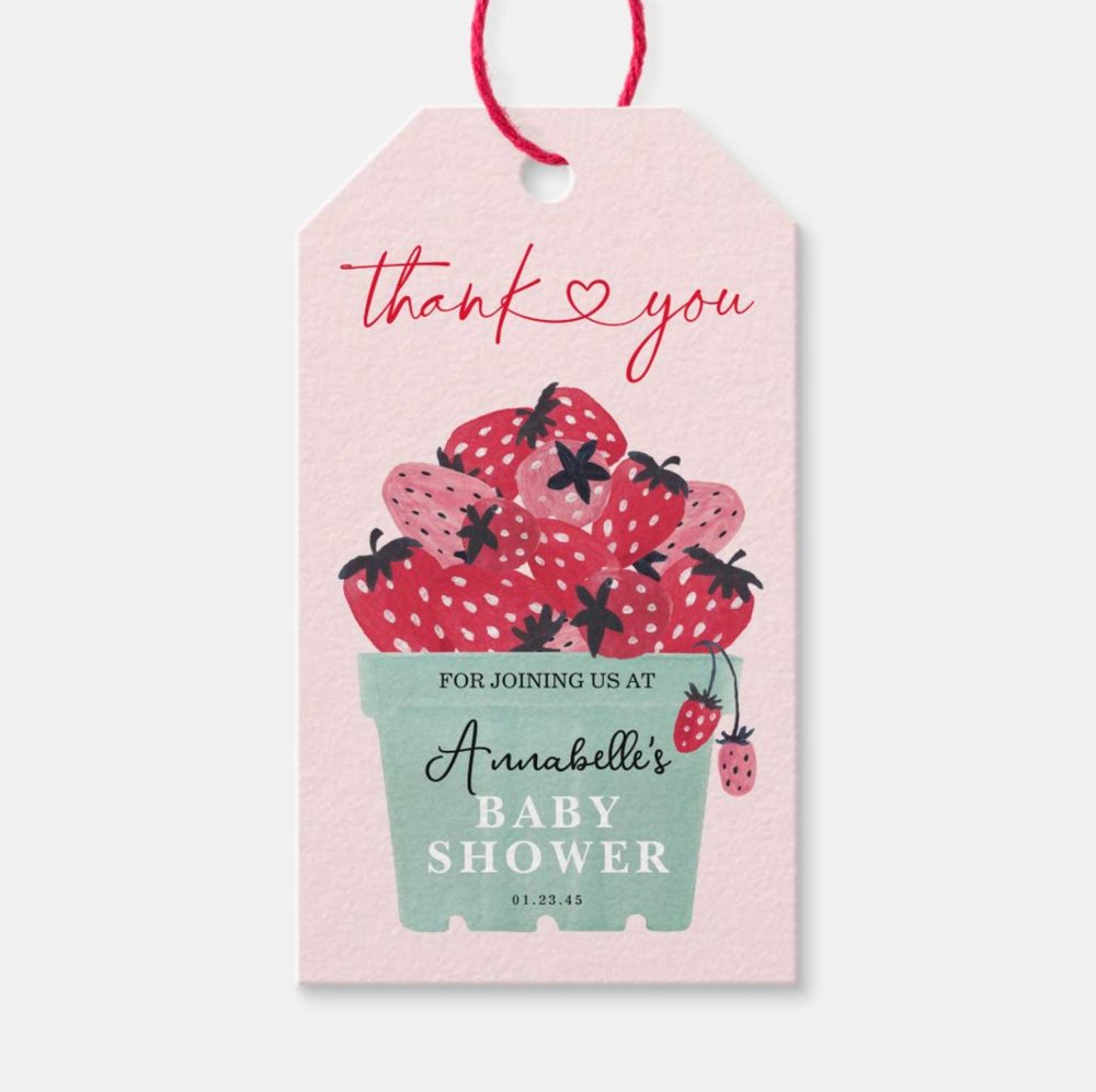 strawberry baby shower thank you tags