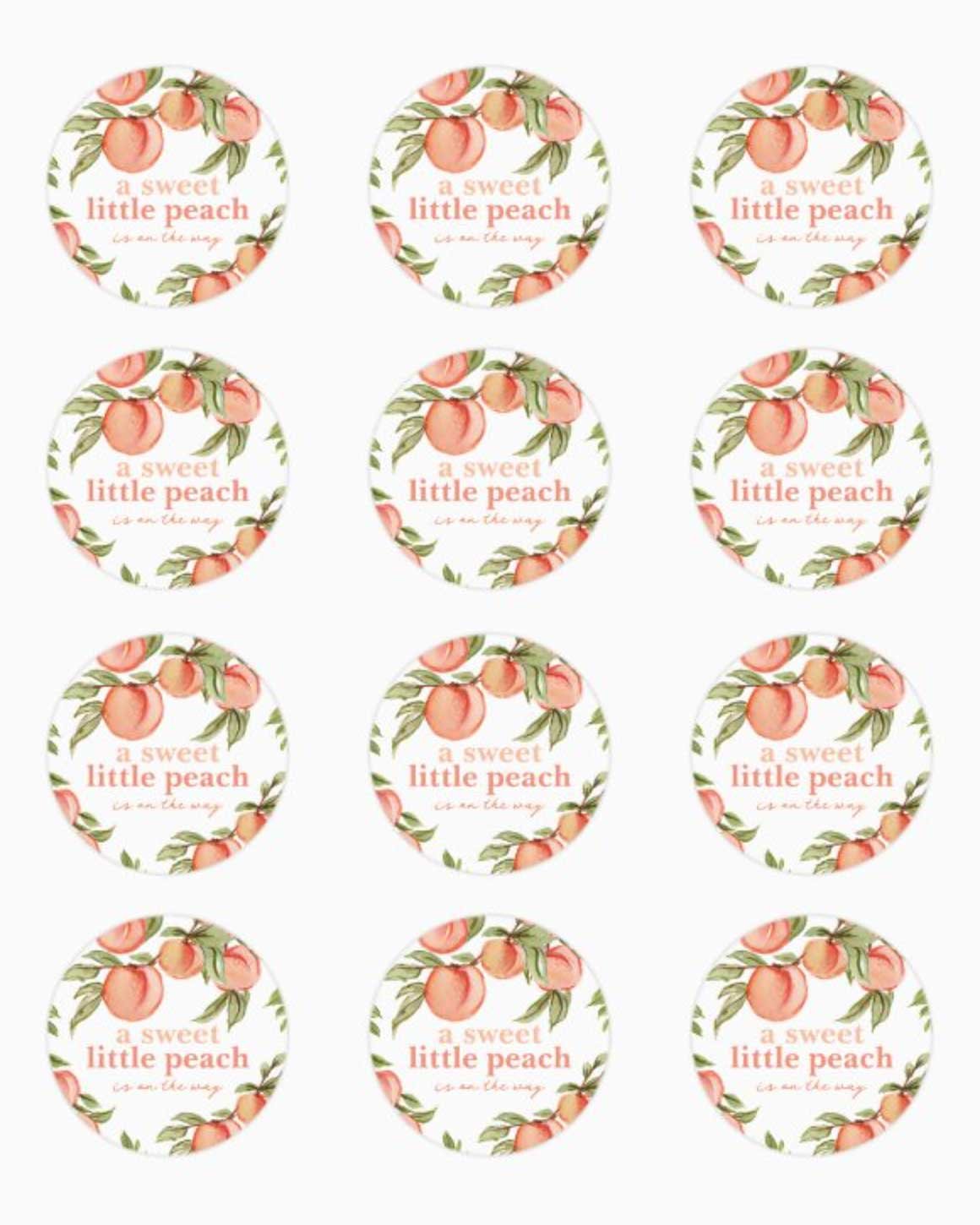 peach baby shower circle stickers