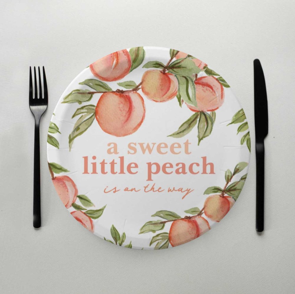 peach baby shower paper plates
