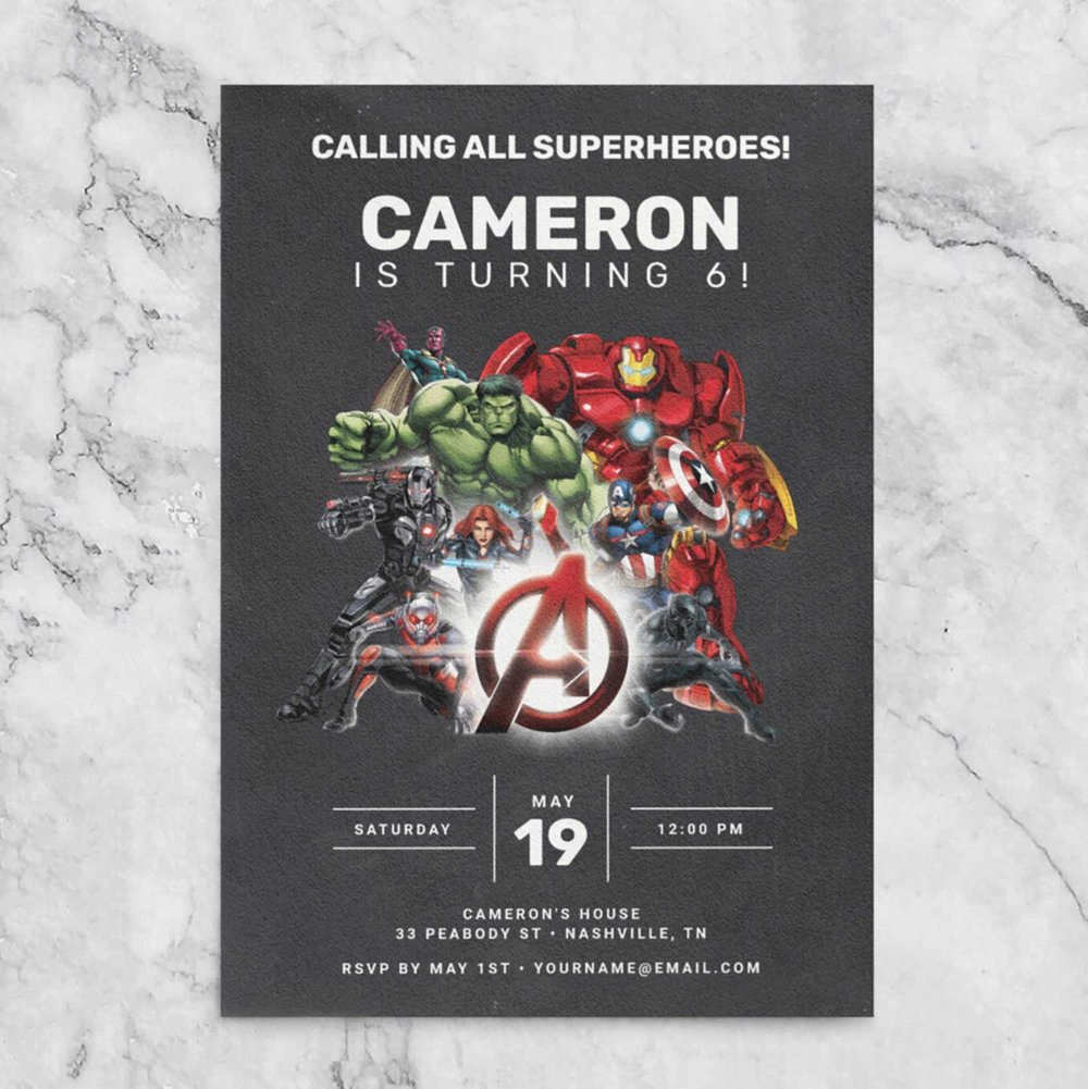 Avengers Birthday Invitation 2