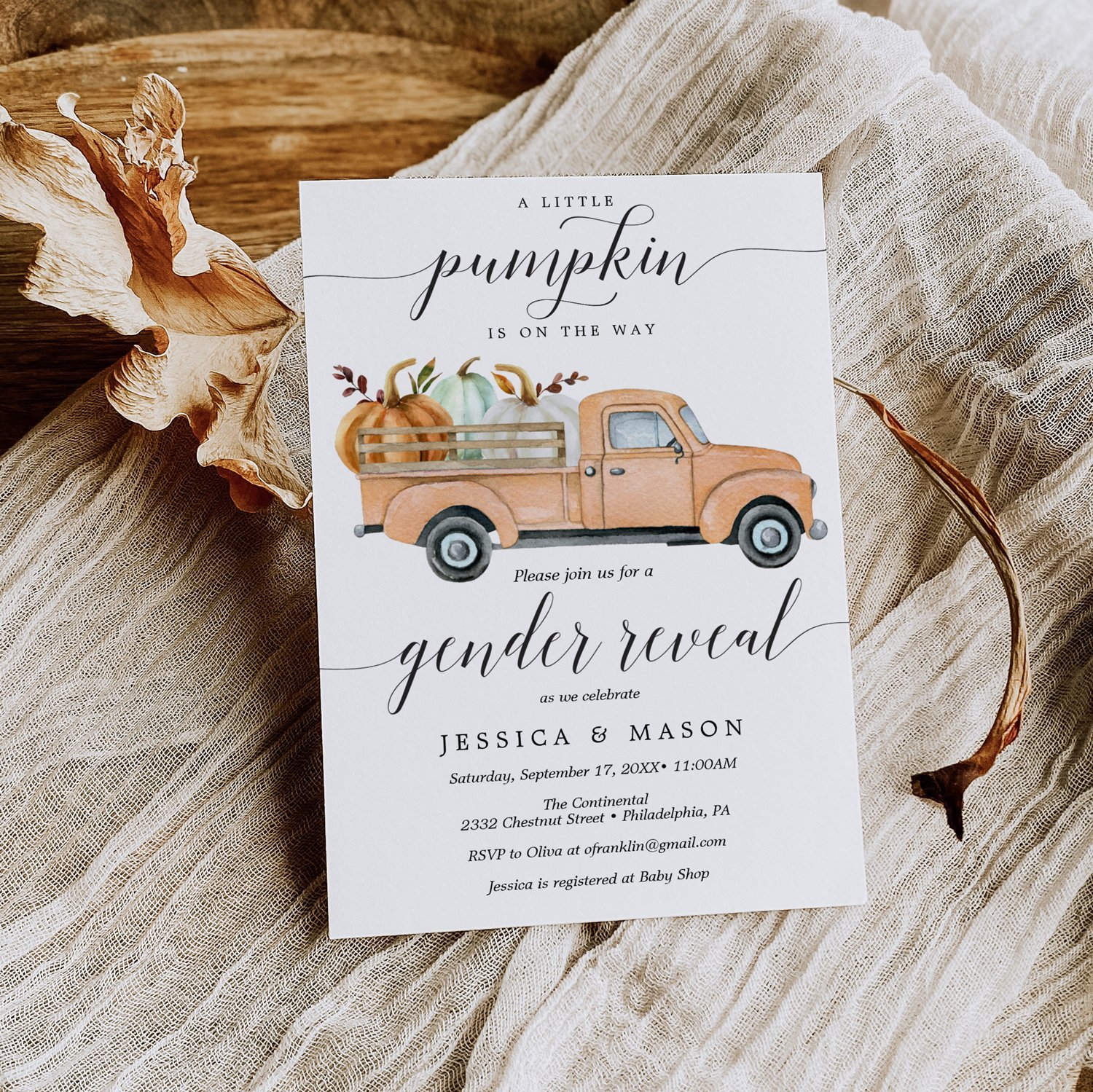 A Little Pumpkin is on the Way Baby Shower Gender Reveal