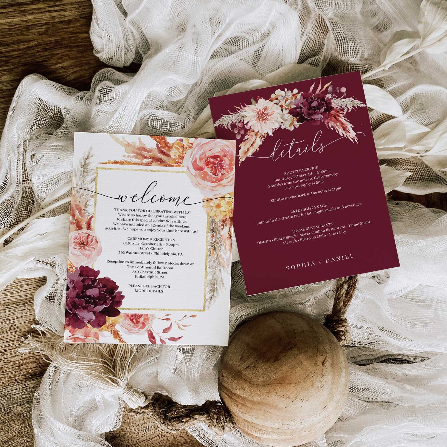 Wedding Welcome Letter and Details