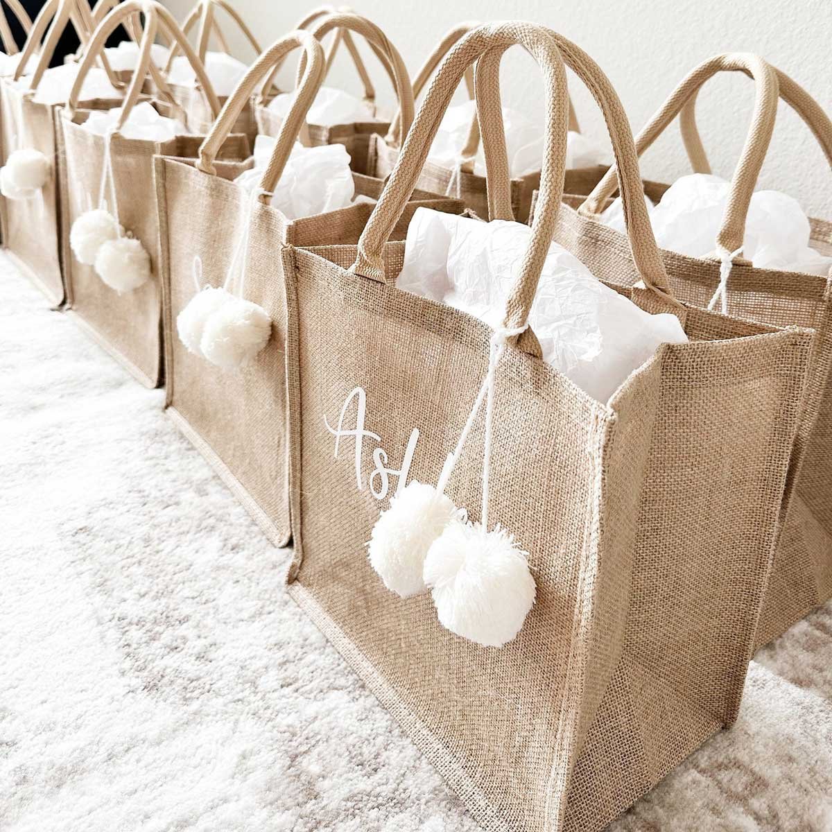 mod party wedding guest bags