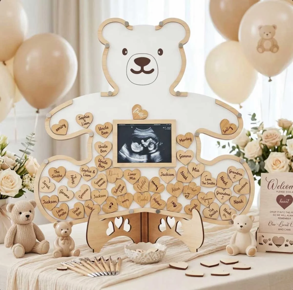 Teddy Bear Baby Shower Guest Book Frame