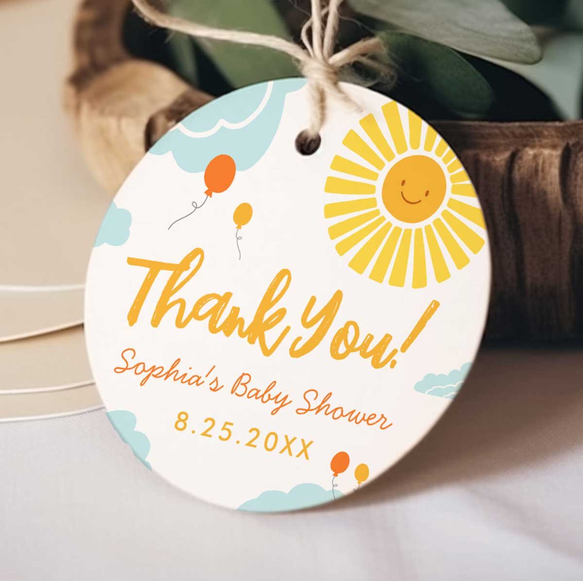 baby shower circle tags