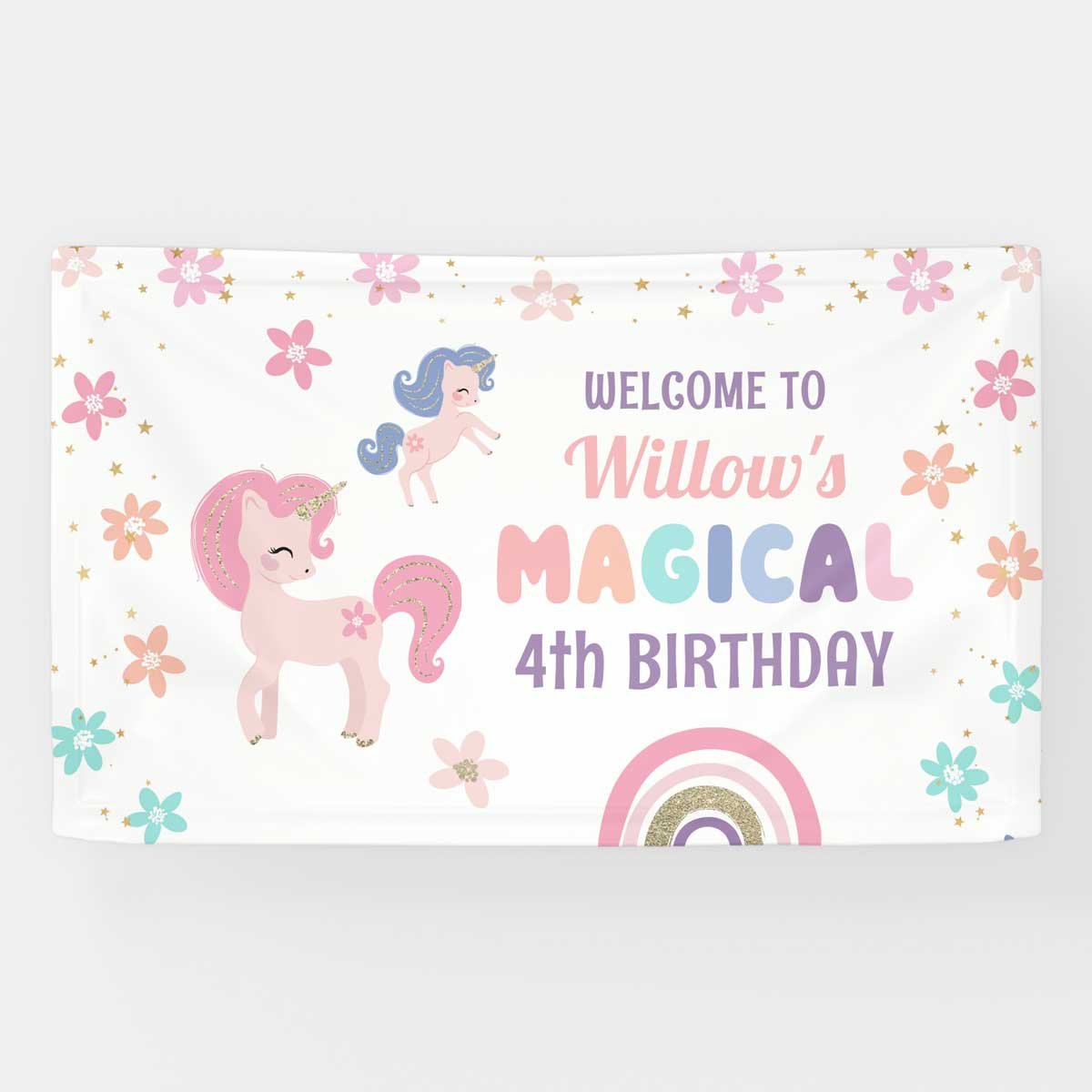 unicorn rainbow birthday vinyl banner
