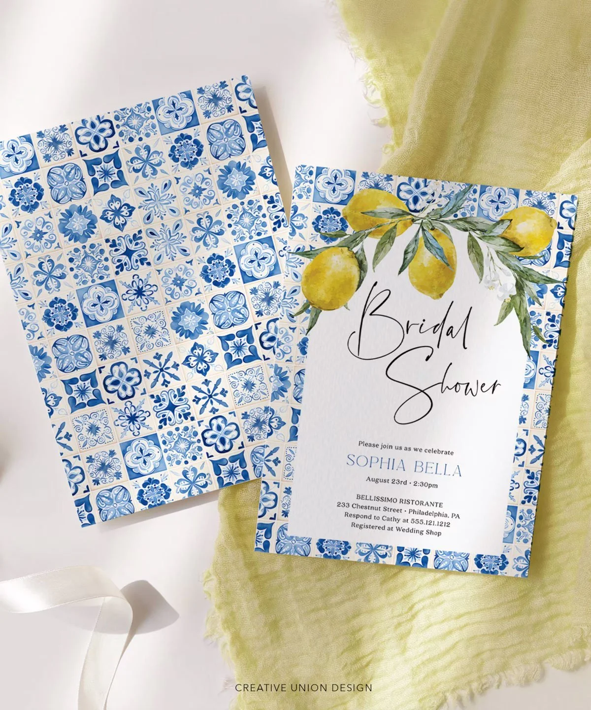 Lemon and Blue Tile Bridal Shower Inspiration — A Fresh Mediterranean Theme