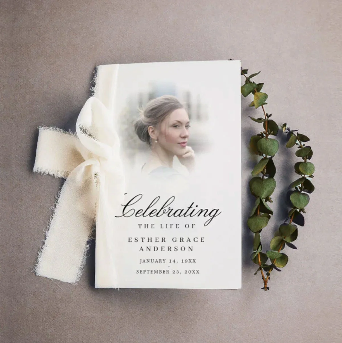 Folded funeral program on Zazzle