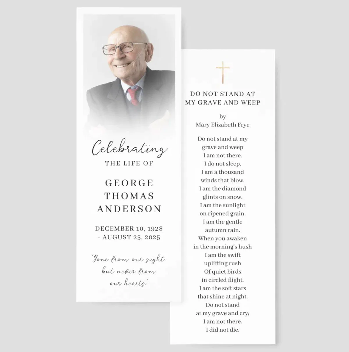 Celebrating the Life Memory Funeral Bookmark