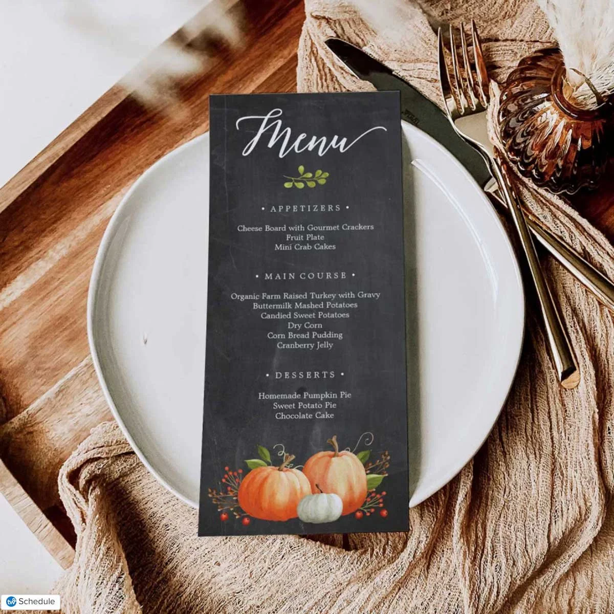 thanksgiving menu on Zazzle