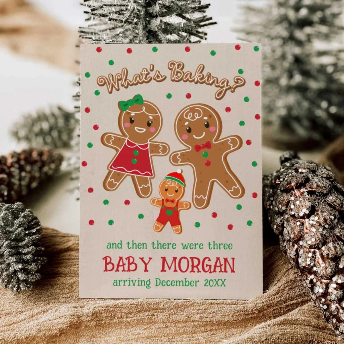 Gingerbread Pregnancy Announcement Card