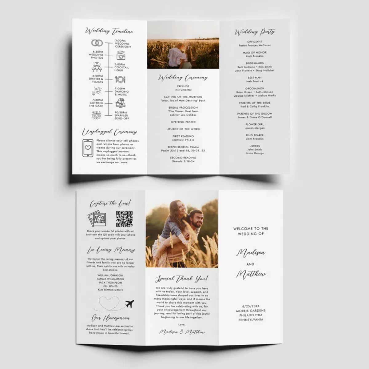 Tri-Fold Wedding Program