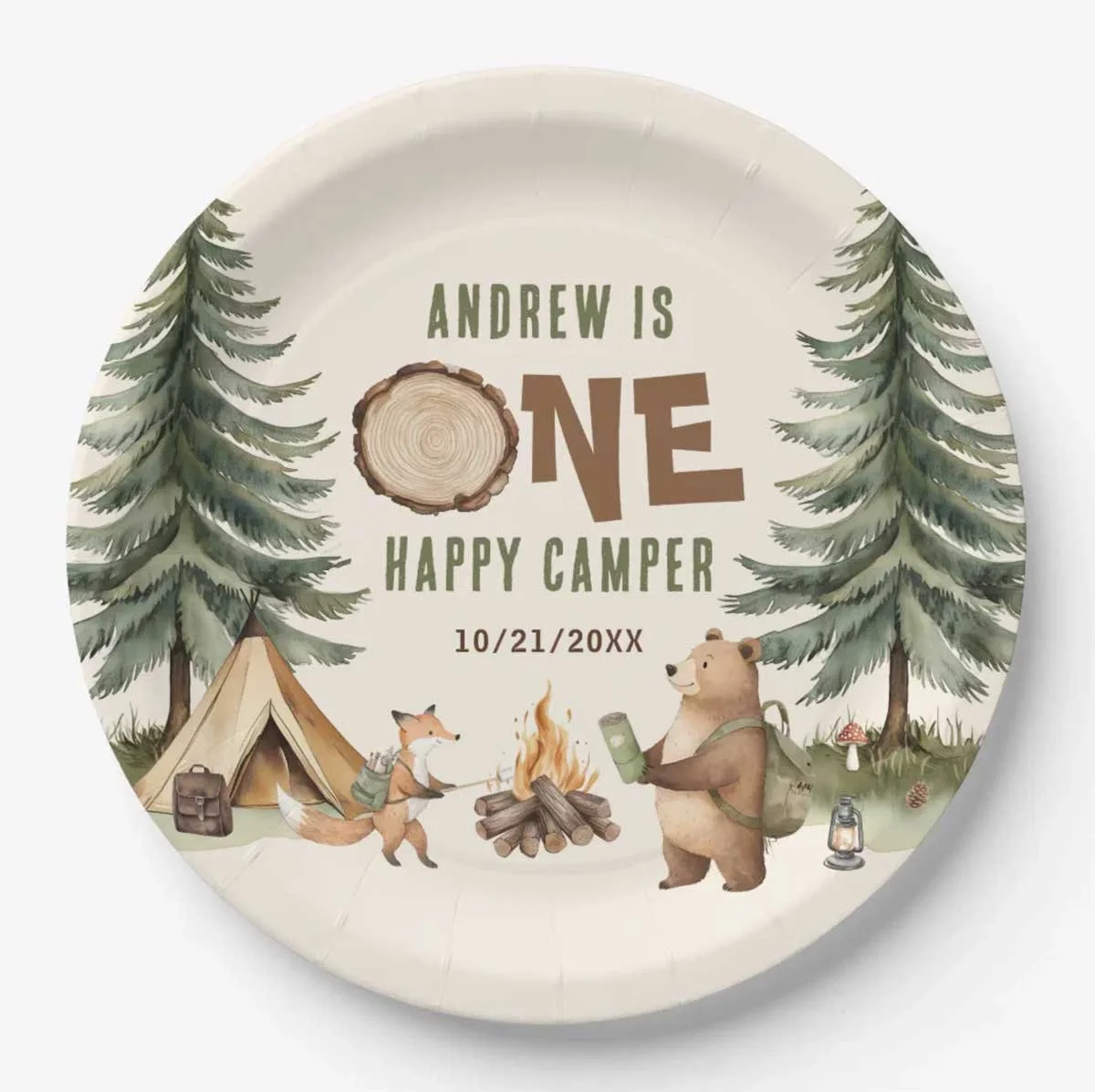 One Happy Camper Birthday Paper Plates