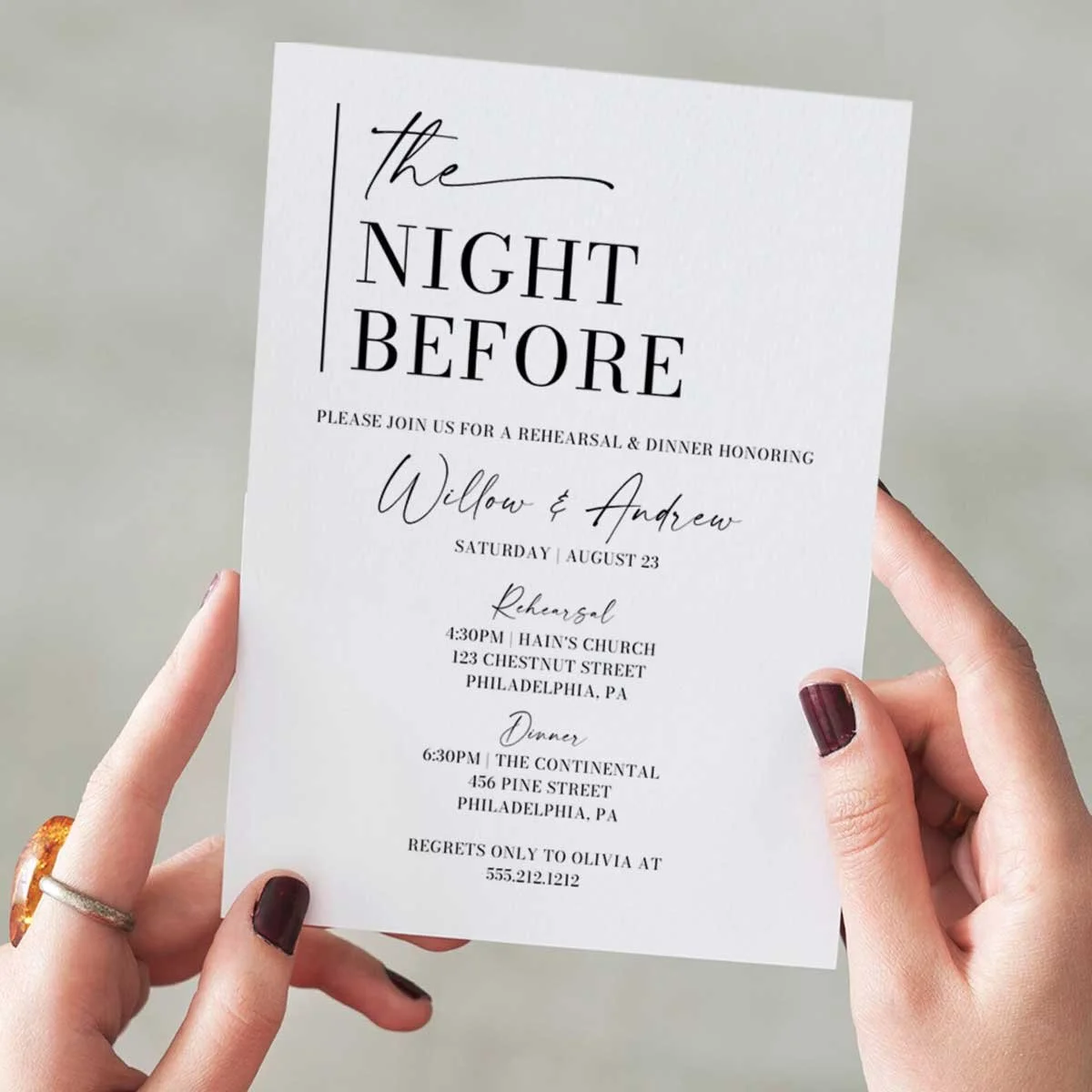 The Night Before Wedding Rehearsal Dinner Invitation Template