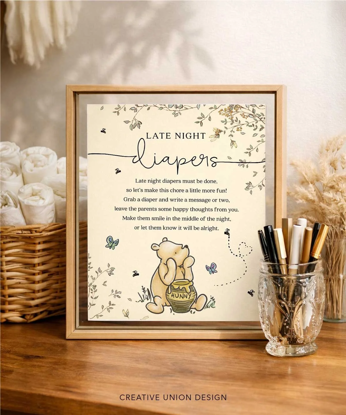 Winnie the Pool Late Night Diapers Sign