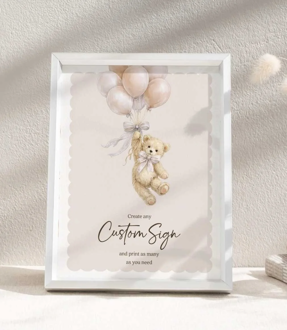 Teddy Bear Balloons Sign