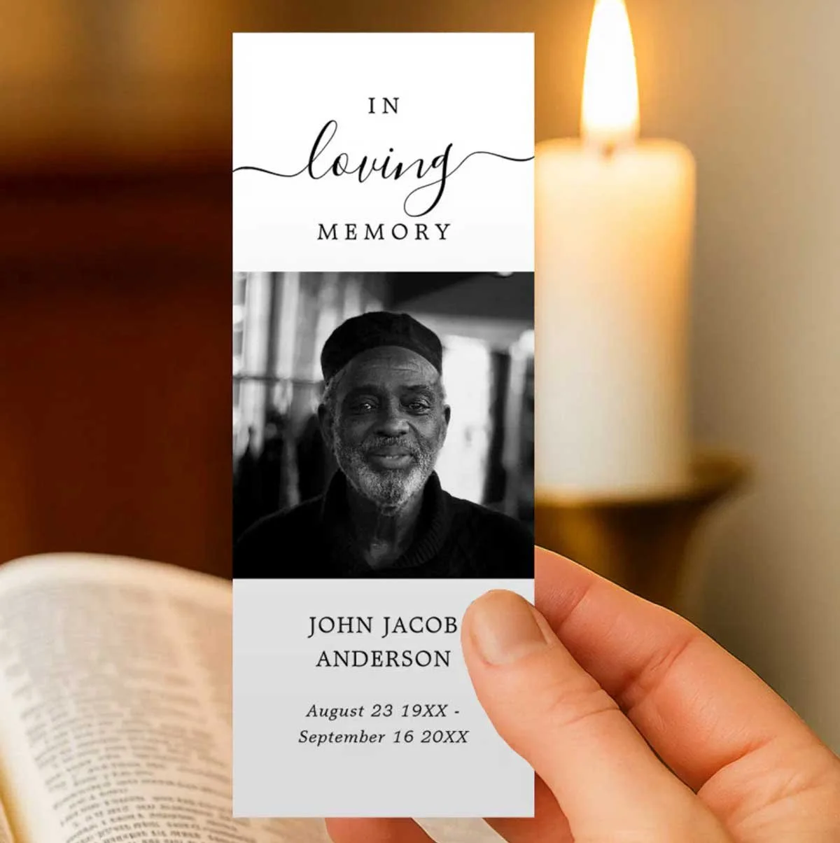 In Loving Memory Funeral Bookmark Poem Card