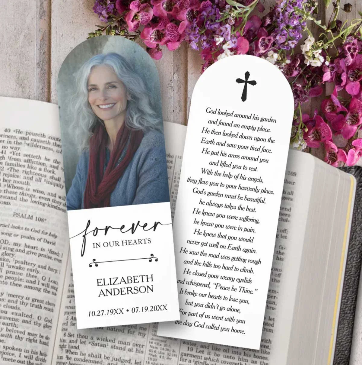 Elegant Modern Funeral Memorial Photo Bookmarks
