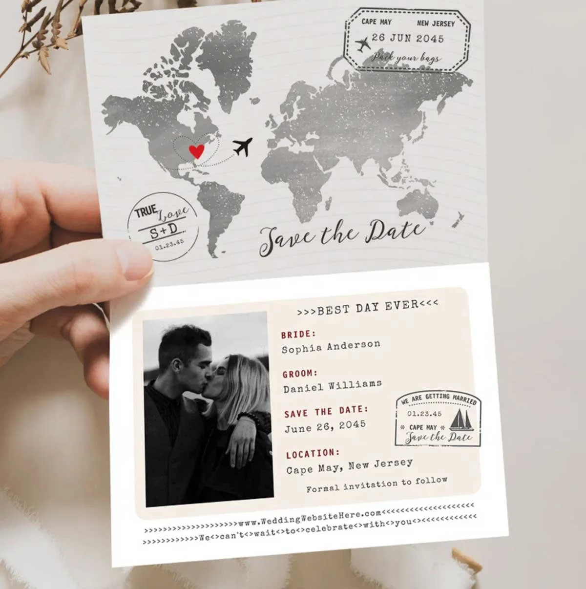 Unique Passport Save The Date Destination Wedding Announcement