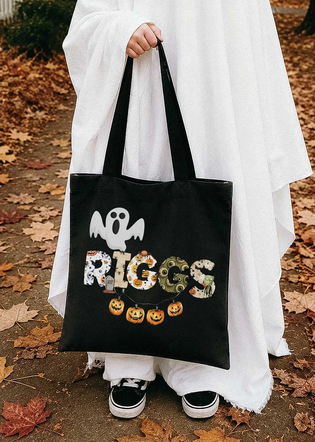 Custom Retro Halloween Canvas Tote Bag