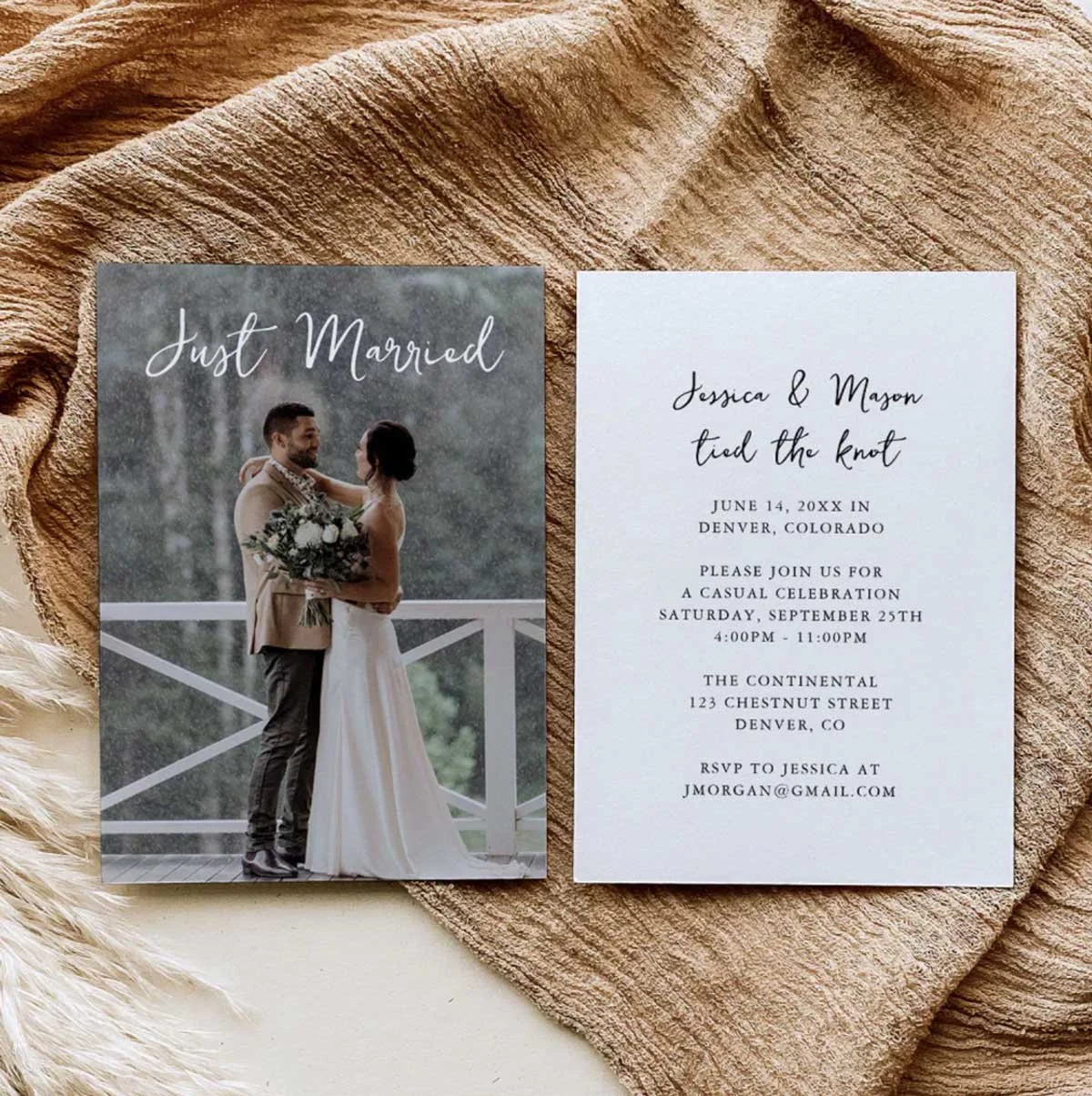 Just Married Eloped Announcement AND INVITATION